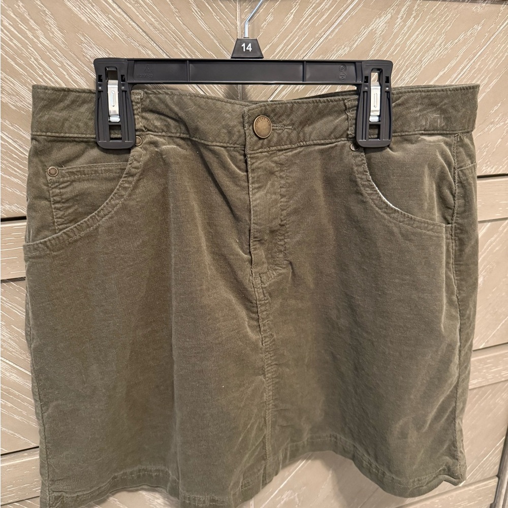 Copper Key Dark Green Corduroy Skirt